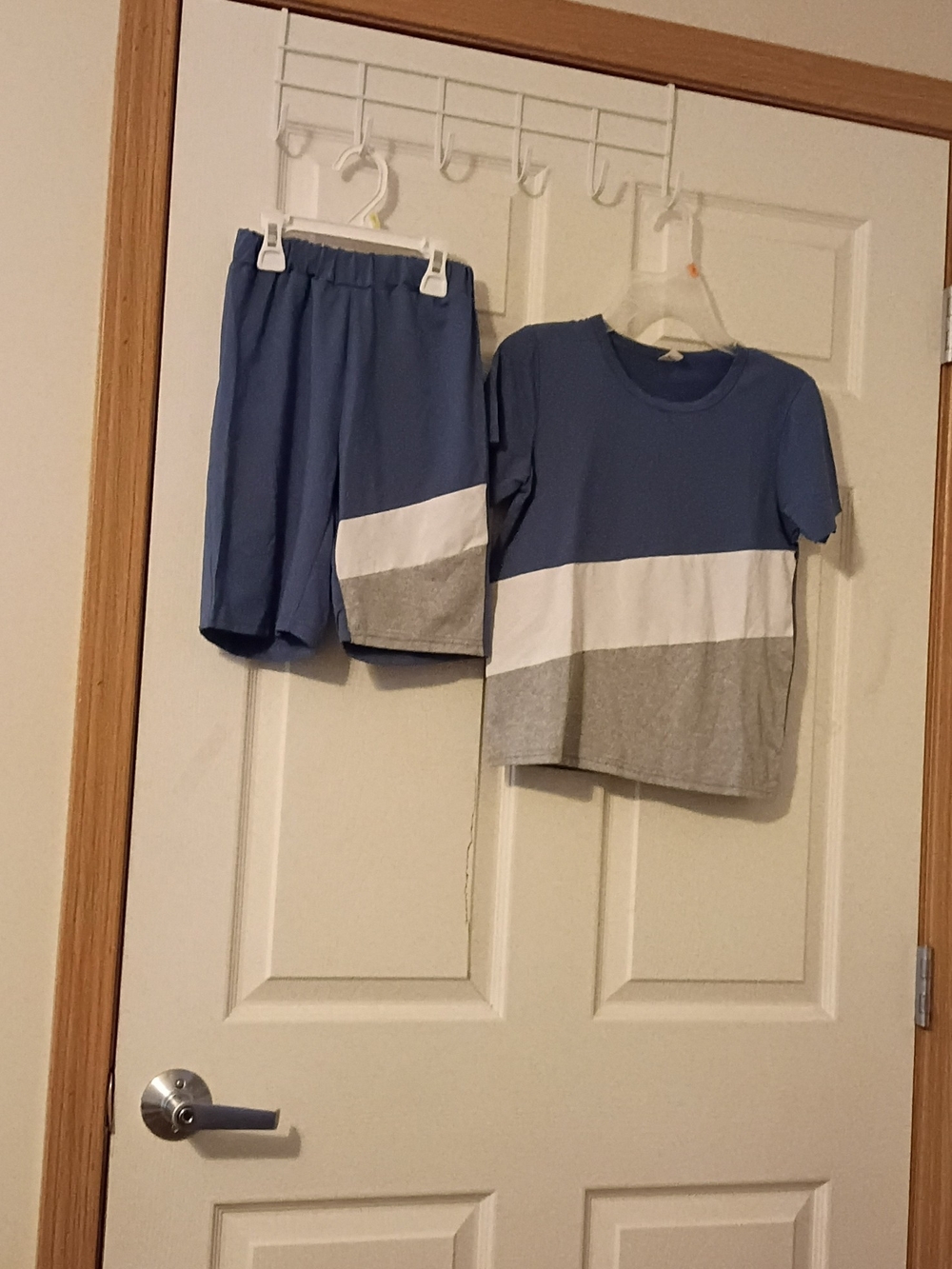 Kids Blue, White & Gray Colorblock Shorts Set